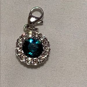 Origami Owl Emerald and rhinestone Dangle.
